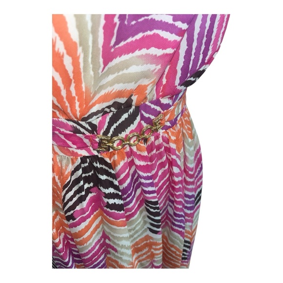 Trina Turk One Shoulder Dress - Pink, Orange, Brown 100% Silk - Picture 8 of 14